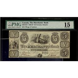 The Merchants Bank  1836-37 $5 #729 CH-450-10-10 PMG CH F15.