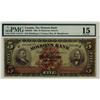 Image 1 : The Molsons Bank,1903 $5 #283106, CH-490-26-02, PMG F15. Blue serial #, tied for finest graded. Trul
