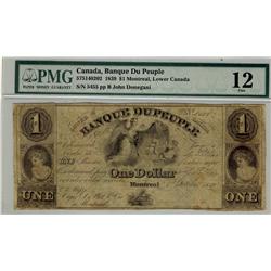 Banque du Peuple, 1839 $1 #5455, CH-575-14-02-02, PMG F12.