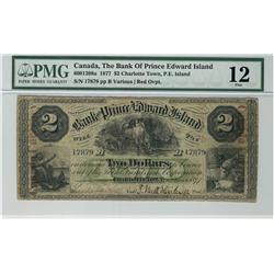 The Bank of Prince Edward Island, 1877 $2 #17879, CH-600-12-08a, PMG F12.