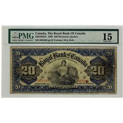 The Royal Bank of Canada 1909 $20 #062240 CH-630-10-04-22 PMG CH F15.  Only 9 known. Rare!