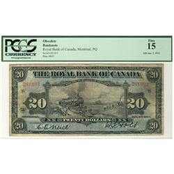 The Royal Bank of Canad 1913 $20 #281693 CH-60-12-12, PCGS F15.