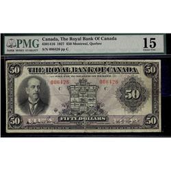 The Royal Bank of Canada, 1927 $50 #006426 CH-630-14-16. PMG F15.