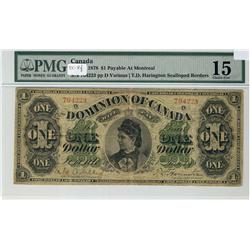 Dominion of Canada, 1878, $1 #704223, DC-8f PMG CH F15.