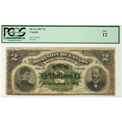 Dominion of Canada, 1887 $2 DC-11 #048385, PCGS F12.