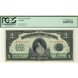 1917 $1 DC-23c #B-867645A, Seal over one PCGS UNC64PPQ. Crisp and bright. Underrated.