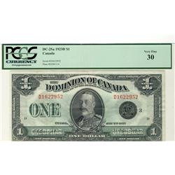 1923 $1 DC-25n #D1622952  PCGS VF30
