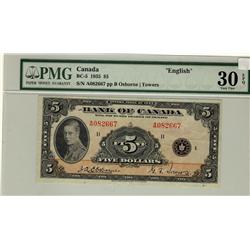 1935 $5 BC-5 #A082667, PMG VF30EPQ.