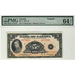 1935 $5 BC-5 #A178216, PMG CH UNC64EPQ.  Great colours and centering.  Very desirable.