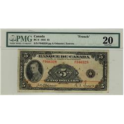 1935 $5 BC-6 #F046328, PMG VF20.