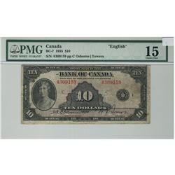 1935 $10 BC-7 #A309159, PMG CH F15.