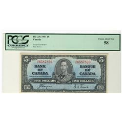 1937 $5 BC-23c #X/C6587839 PCGS AU58