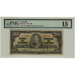 1937 $20 BC-25a #AE1492471 PMG F15