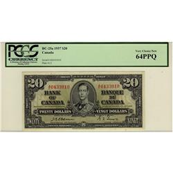 1937 $20 BC-25a A/E0433010 PCGS UNC64PPQ.  Vibrant colours with great embossing.