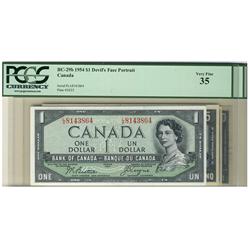 1954 $1 BC-29b VF35, $5 BC-31b VF35, $10 BC-32a VF30 & $20 BC-33b EF40PPQ. Lot of 4 notes all PCGS g
