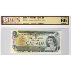 1973 $1 BC-46a-I #ALM1179129, BCS Gem UNC 65 Original.