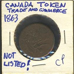 CanadaToken trade &commerce, 1863 EF, NOT LISTED.