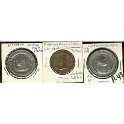 Lot of 3 Victorian medals; Victoria Jubilee Leroux 1871, Protestant Board of school Leroux 1875, Vic