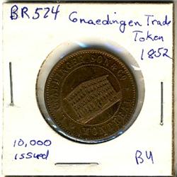 Breton: 574 Gnaedingen trade token 1852, choice UNC.