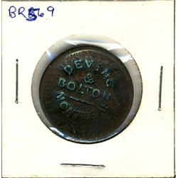 Breton: 569 1846 Devins & Bolton Montreal on USA Large 1¢ F-VF