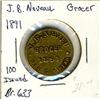 Image 1 : Breton: 633, J.B. Neveu, Grocer 1891.  AU.  Only 100 pcs. Minted