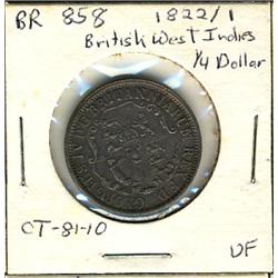 Breton: 858 1822/1  1/4 dollar West Indies Anchor money VF.