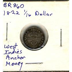 Breton: 860 1822 1/16 dollar West Indies Anchor money VF.
