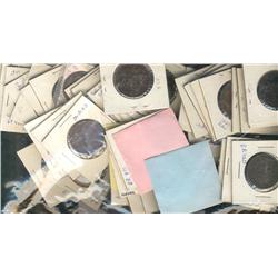 Large lot of 56 tokens.  All Half penny tokens, variety of dates mainly common issues.  Grades vary 