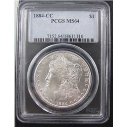 US 1884-CC $1 PCGS MS64.  Blast white and lustrous.