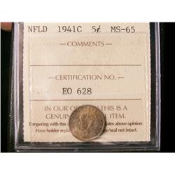 Nfld 1941c  5¢ ICCS MS65.