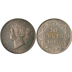 Nfld 1880  10¢ PCGS SP64.  Full white with frostlike finish. Excessively scarce and desirable.