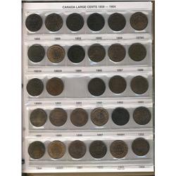 A superb and virtually complete collection of Large cent pieces.  1858 to 1920.  All the major key d