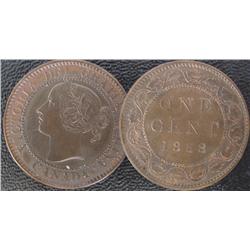 1858 1¢ EF40, a nice example with a hint of lustre.