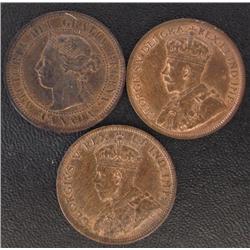 1900H, 1911, 1920 Large 1¢, all MS60 or better.