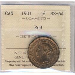 1901 1¢ ICCS MS64RD.  85% red.