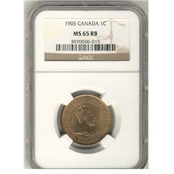 1905 1¢ NGC MS65Red brown.  Flashy with great lustre.
