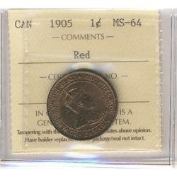 1905 1¢ ICCS MS64RD.  80% red.