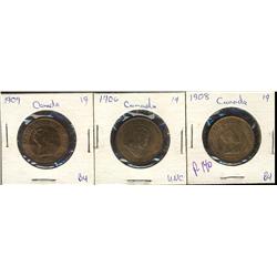 1906, 1908, 1909 1¢, all MS60 or better.