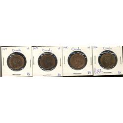 1916, 1917, 1918, 1919 1¢, all MS62 or better.