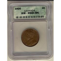 1920 1¢ Large ICG MS64BN