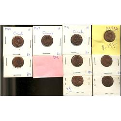 1937, 1946, 1947, 1948 A to, 1949 A Betw, 1951 (3), 1952 (2) 1¢, all 10 coins MS63 Red or better.