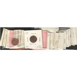 Large lot of 36 Small cents. 1937 - 1965.  Variety of dates.  Grades vary from VF to PL65 Red.  A ni