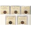 Image 1 : 1941 1¢, 1947 ML Blt, 1948 A To & A Off MS63RD and 1947 MS62 Lustrous Brown.  Lot of 5 ICCS graded c