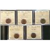 Image 1 : 1941(2) 1¢, 1951, 1954 SF & 1954 SH Hanging 4 ICCS MS64RD.  Lot of of 5 coins.