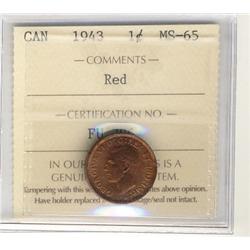 1943 1¢ ICCS MS65RD.