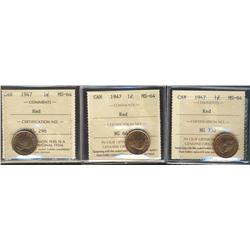 1947 1¢ ICCS MS64RD.  Lot of 3 coins.