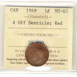 1948 1¢ A Off ICCS MS65RD.