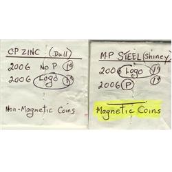 2006 Logo 1¢.  Lot of two coins, 1 x magnetic and 1 x Zinc.  Both BU.