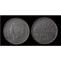 1885 Lg 5 5¢ VF-30, lightly toned.