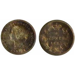 1887 5¢ 7/7 ICCS MS64.  Superb eye appeal with light pinkish to red shades.  Top 10 graded by ICCS a